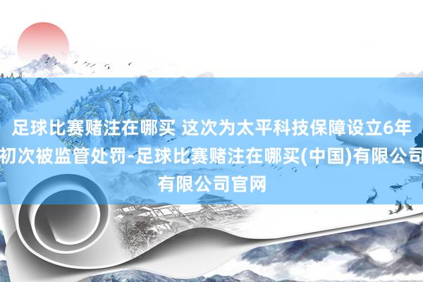 足球比赛赌注在哪买 这次为太平科技保障设立6年以来初次被监管处罚-足球比赛赌注在哪买(中国)有限公司官网