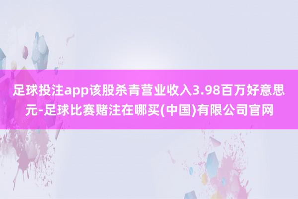 足球投注app该股杀青营业收入3.98百万好意思元-足球比赛赌注在哪买(中国)有限公司官网