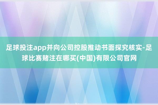 足球投注app并向公司控股推动书面探究核实-足球比赛赌注在哪买(中国)有限公司官网